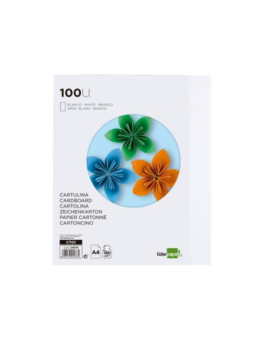 CARTULINA DIN A4 BLANCO 180 GR PAQUETE 100 H