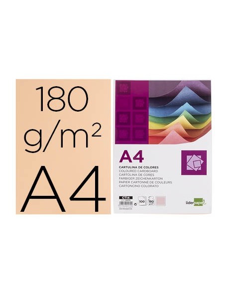 CARTULINA DIN A4 SALMON 180 GR PAQUETE 100 H