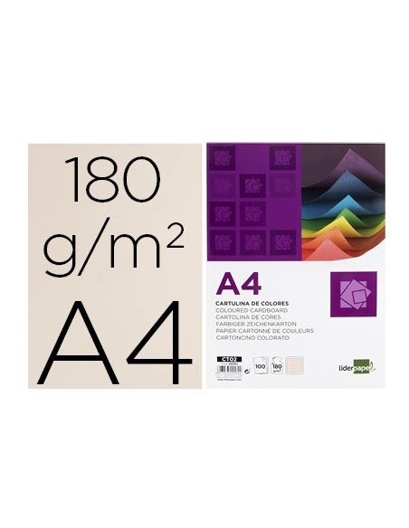 CARTULINA DIN A4 CREMA 180 GR PAQUETE 100 H
