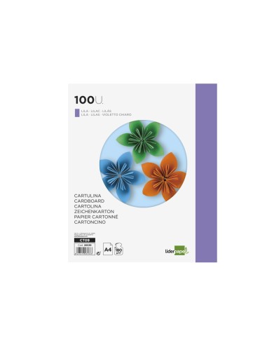 CARTULINA DIN A4 LILA 180 GR PAQUETE 100 H