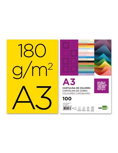 CARTULINA DIN A3 AMARILLO 180 GR PAQUETE 100 H