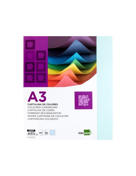 CARTULINA DIN A3 CELESTE 180 GR PAQUETE 100 H