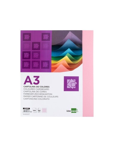 CARTULINA DIN A3 ROSA 180 GR PAQUETE 100 H