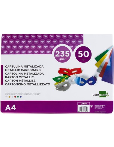 CARTULINA METALIZADA DIN A4 PACK 50 H.SURTIDAS 5 COL.