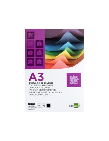 CARTULINA DIN A3 180GR PAQUETE 100H NEGRO