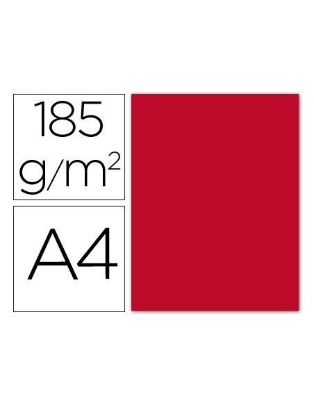 CARTULINA GUARRO DIN A4 ROJO 185 GR PAQUETE 50 H 200040162