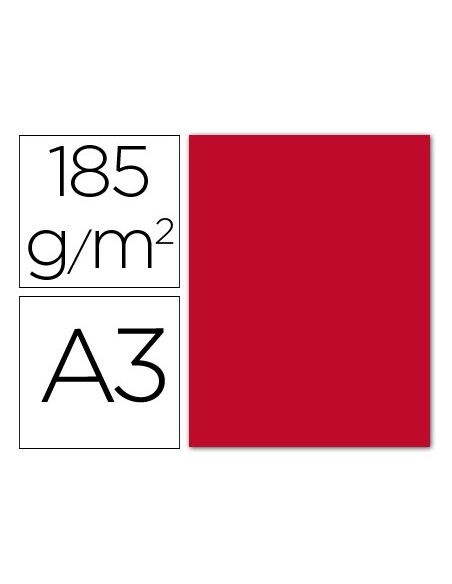 CARTULINA GUARRO DIN A3 ROJO 185 GR PAQUETE 50 H 200040194