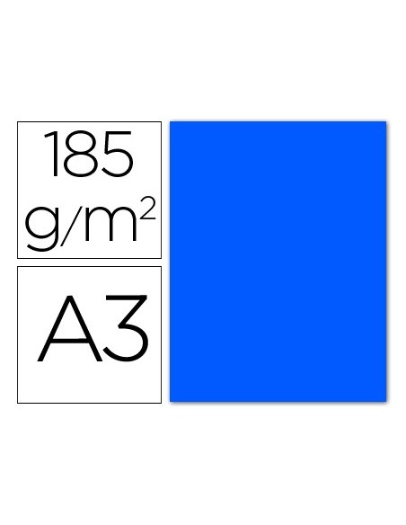 CARTULINA GUARRO DIN A3 AZUL MAR 185 GR PAQUETE 50 H 200040201
