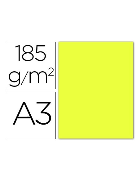 CARTULINA GUARRO DIN A3 AMARILLO LIMON 185 GR PAQUETE 50 H 200040182