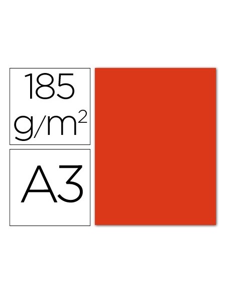 CARTULINA GUARRO DIN A3 TOMATE 185 GR PAQUETE 50 H 200040193