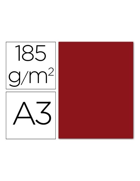 CARTULINA GUARRO DIN A3 GRANATE 185 GR PAQUETE 50 H 200040195