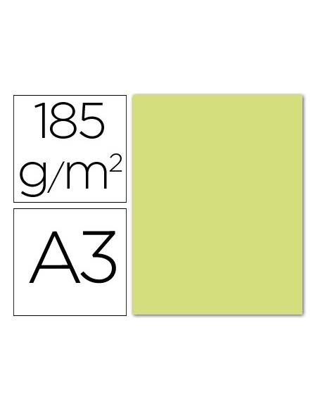 CARTULINA GUARRO DIN A3 VERDE MANZANA 185 GR PAQUETE 50 H 200040206