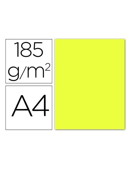 CARTULINA GUARRO DIN A4 AMARILLO LIMON 185 GR PAQUETE 50 H 200040154