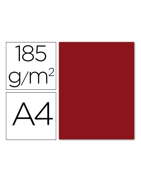 CARTULINA GUARRO DIN A4 GRANATE 185 GR PAQUETE 50 H 200040163