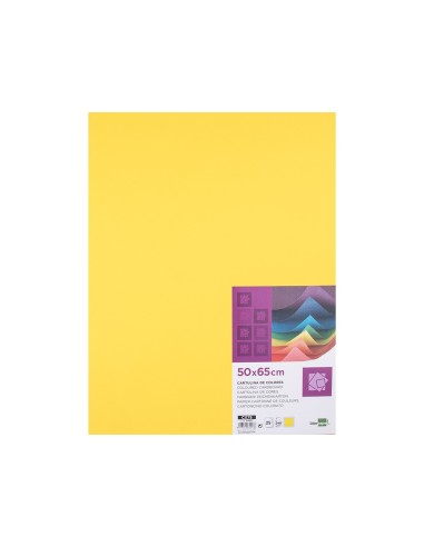 CARTULINA LIDERPAPEL 50X65 CM 240G/M2 AM.LIMON PAQUETE 25 UNIDADES