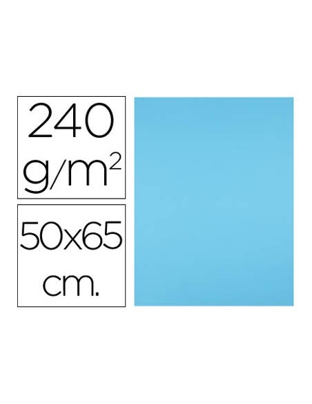 CARTULINA LIDERPAPEL 50X65 CM 240G/M2 CELESTE PAQUETE 25 UNIDADES