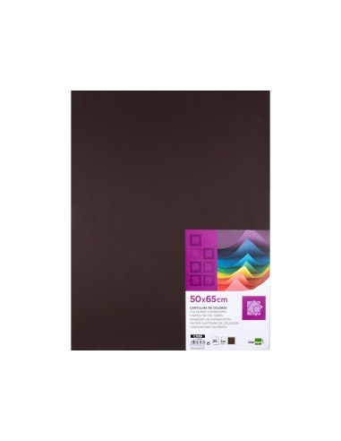 CARTULINA LIDERPAPEL 50X65 CM 240G/M2 MARRON PAQUETE 25 UNIDADES