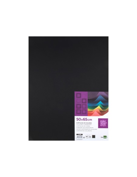 CARTULINA LIDERPAPEL 50X65 CM 240G/M2 NEGRO PAQUETE 25 UNIDADES