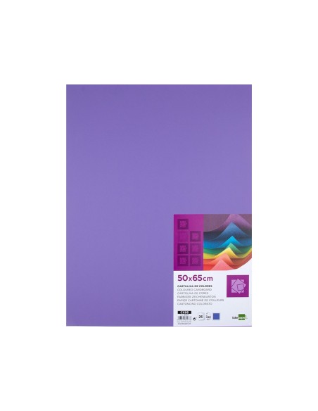 CARTULINA LIDERPAPEL 50X65 CM 240G/M2 PURPURA PAQUETE 25 UNIDADES