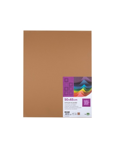 CARTULINA LIDERPAPEL 50X65 180 GR MARRON ESCOLAR PAQUETE 25
