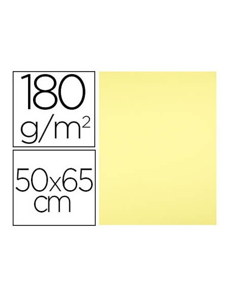 CARTULINA LIDERPAPEL 50X65 180 GR AMARILLO MEDIO PAQUETE 25