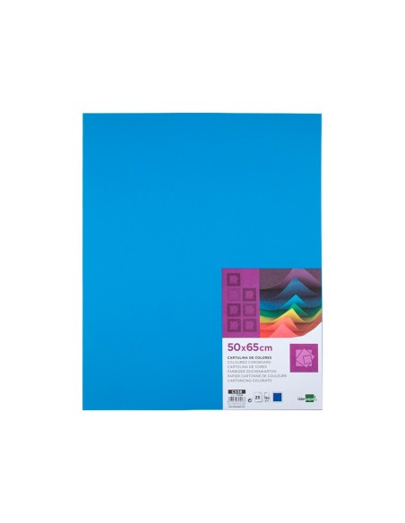 CARTULINA LIDERPAPEL 50X65 CM 180G/M2 AZUL PAQUETE DE 25
