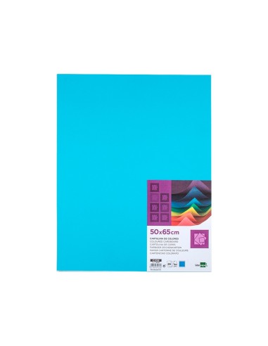 CARTULINA LIDERPAPEL 50X65 CM 180G/M2 AZUL TURQUESA PAQUETE DE 25