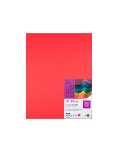 CARTULINA LIDERPAPEL 50X65 CM 180G/M2 ROJO PAQUETE DE 25