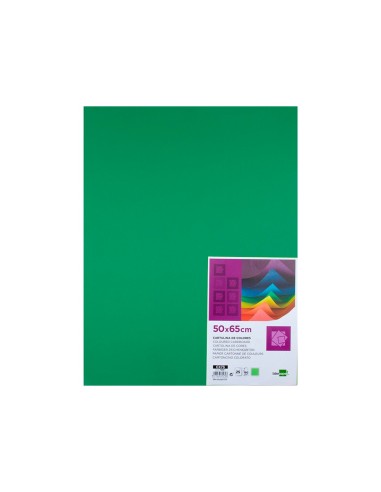 CARTULINA LIDERPAPEL 50X65 CM 180G/M2 VERDE NAVIDAD PAQUETE DE 25