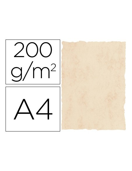 PAPEL PERGAMINO DIN A4 200 GR COLOR MARMOL BEIGE PAQUETE DE 25 HOJAS
