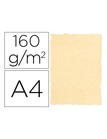 PAPEL PERGAMINO DIN A4 160 GR COLOR PERGAMINO CREMA PAQUETE 25 HOJAS