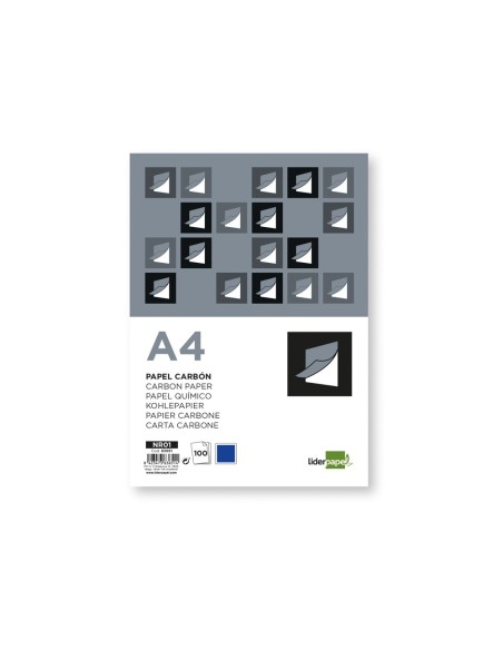 PAPEL CARBON LIDERPAPEL FILM AZUL TAMAÑO DIN A4 CAJA DE 100 HOJAS