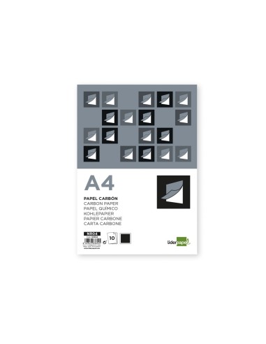 PAPEL CARBON LIDERPAPEL NEGRO TAMAÑO DIN A4 BOLSA DE 10 HOJAS