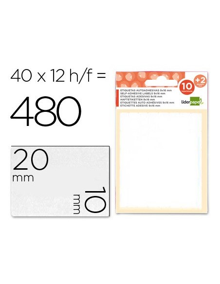 ETIQUETAS ADH. LIDERPAPEL 10X20MM 10H.