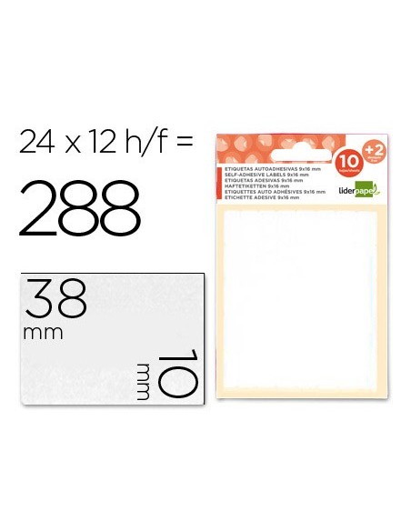 ETIQUETAS ADH. LIDERPAPEL 10X38MM 10H.