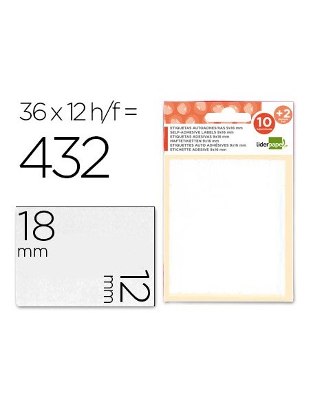 ETIQUETAS ADH. LIDERPAPEL 12X18MM 10H.