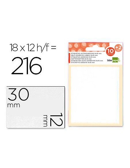 ETIQUETAS ADH. LIDERPAPEL 12X30MM 10H.