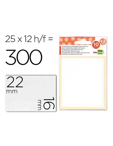 ETIQUETAS ADH. LIDERPAPEL 16X22MM 10H.