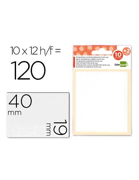 ETIQUETAS ADH. LIDERPAPEL 19X40MM 10H.