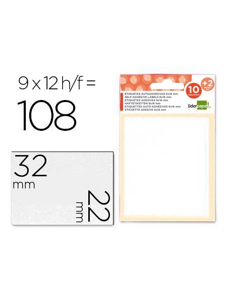 ETIQUETAS ADH. LIDERPAPEL 22X32MM 10H.