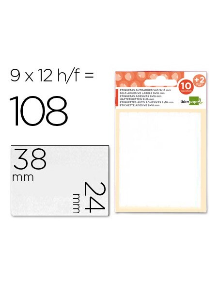 ETIQUETAS ADH. LIDERPAPEL 24X38MM 10H.