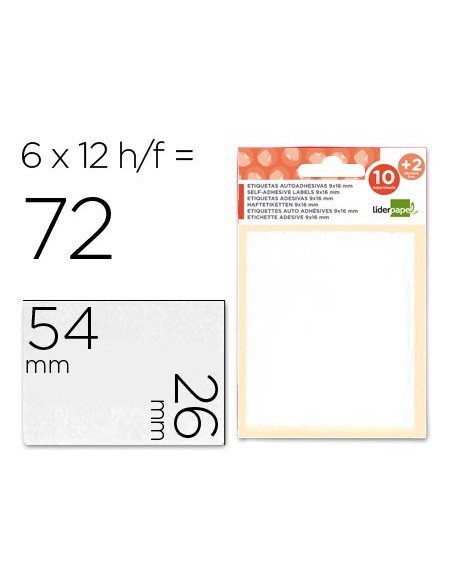 ETIQUETAS ADH. LIDERPAPEL 26X54MM 10H.