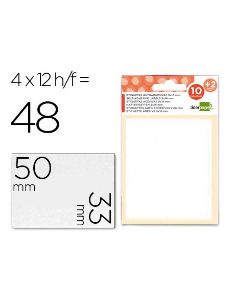 ETIQUETAS ADH. LIDERPAPEL 33X50MM 10H.