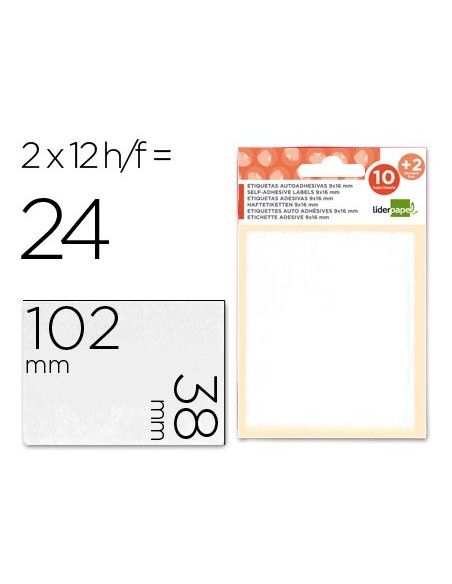 ETIQUETAS ADH. LIDERPAPEL 38X102MM 10H.