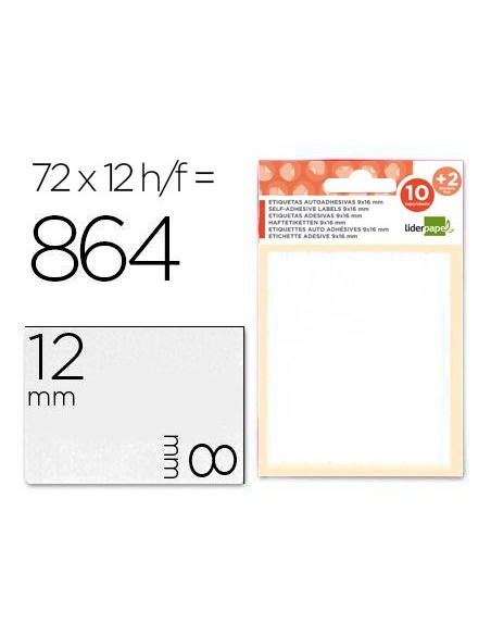ETIQUETAS ADH. LIDERPAPEL 8X12MM 10H.