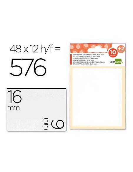 ETIQUETAS ADH. LIDERPAPEL 9X16MM 10H.