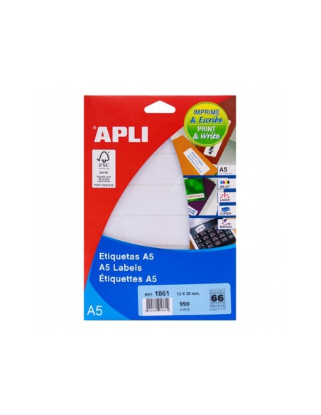 ETIQUETA ADH. APLI 1861 12X30MM 990UD.
