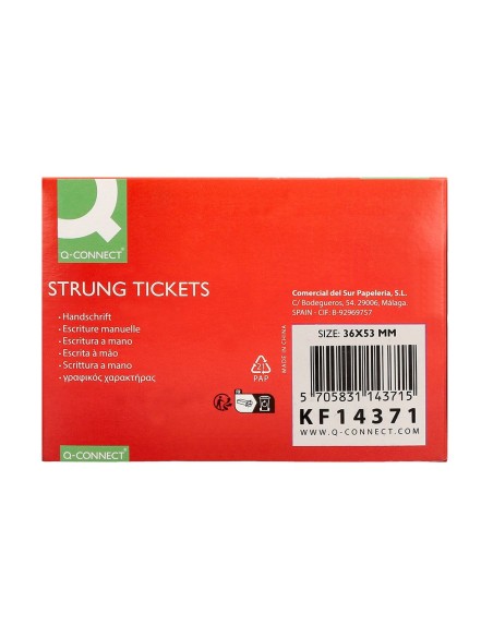 ETIQUETAS COLGANTES Q-CON.36X53MM CAJA 500 UD.