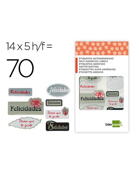 ETIQUETAS ADH. REGALO "FELICIDADES" 5H.