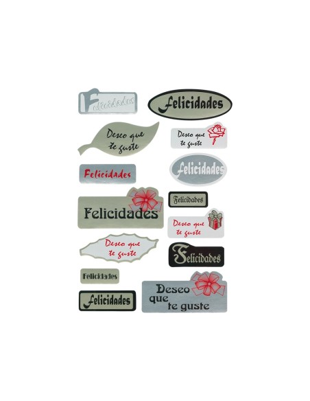 ETIQUETAS ADH. REGALO "FELICIDADES" 5H.